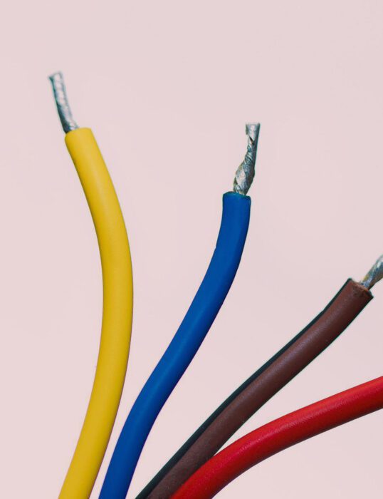 Four different coloured electrical wires