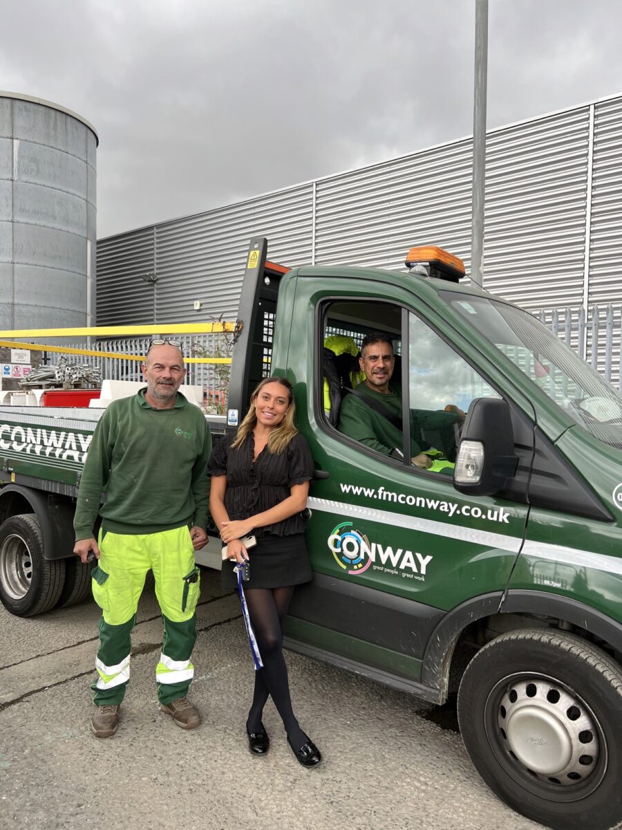 Jodie stood with a van