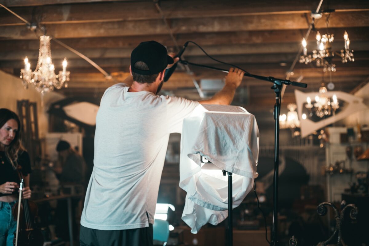 Microphone on film set