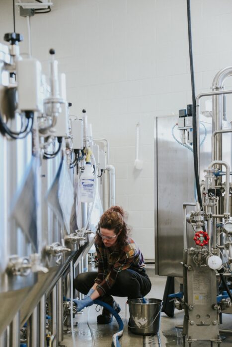 Woman working in a brewery