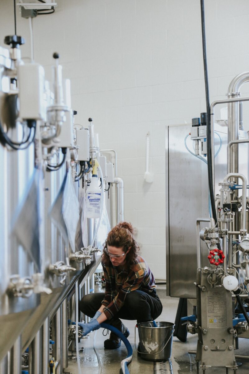 Woman working in a brewery