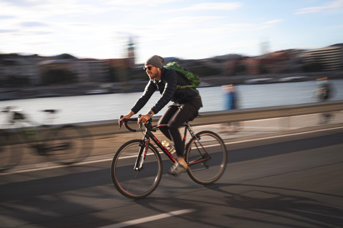 Man riding bike